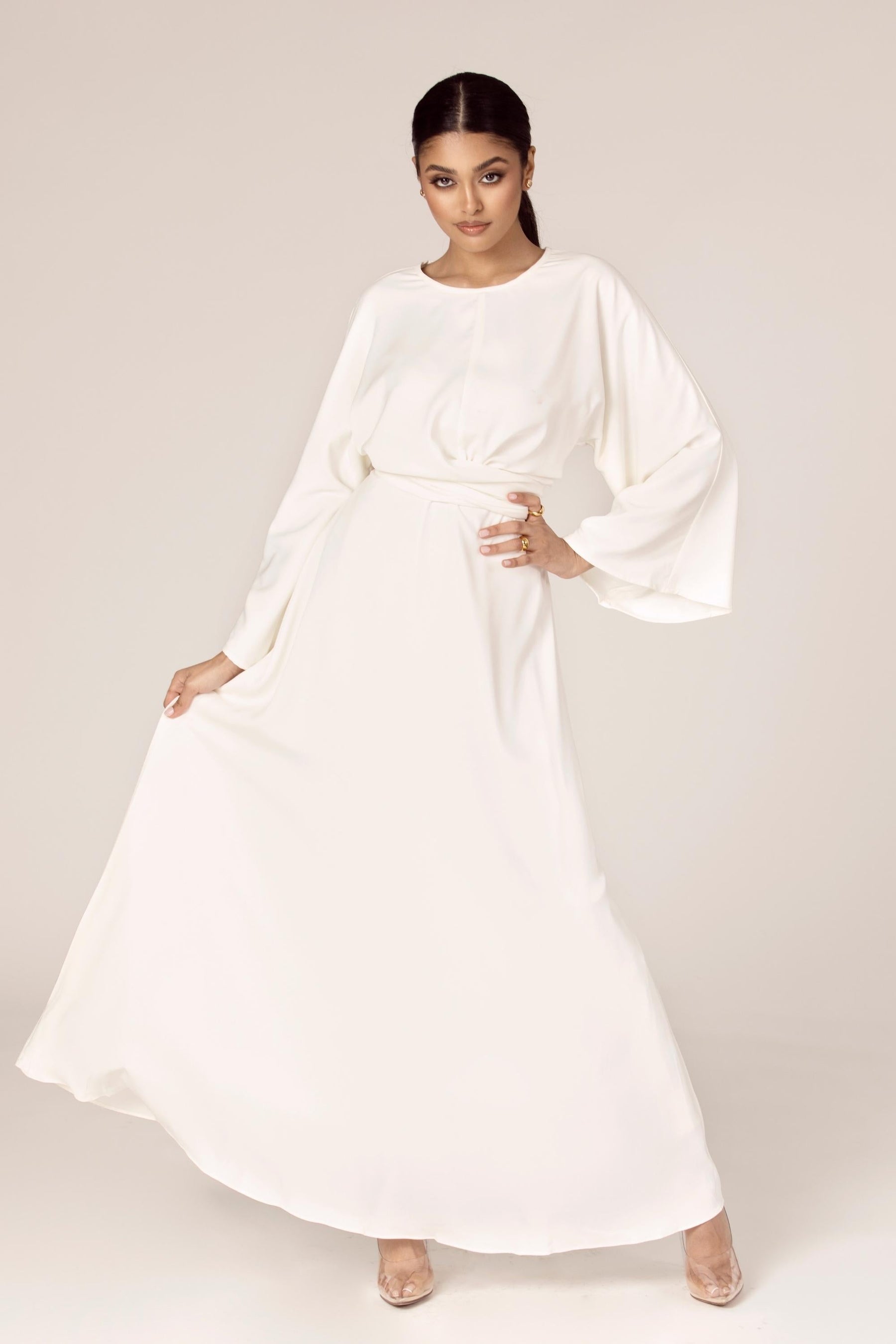 Mina Wrap Waist Maxi Dress - White